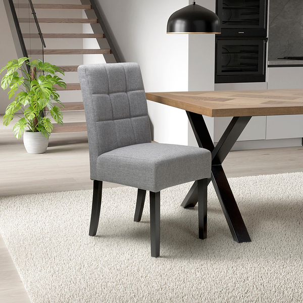 Pryder Faux Linen Dining Chair with Black Legs