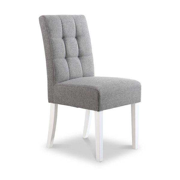 Pryder Faux Linen Dining Chair with White Legs