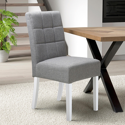 Pryder Faux Linen Dining Chair with White Legs