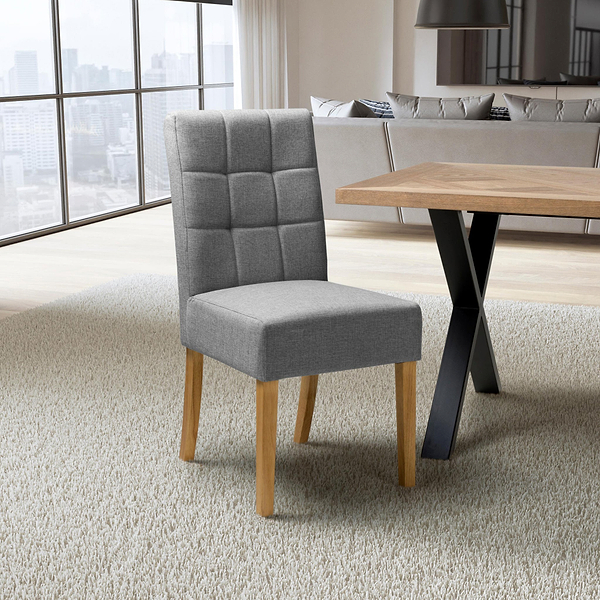 Pryder Faux Linen Dining Chair with Natural Legs