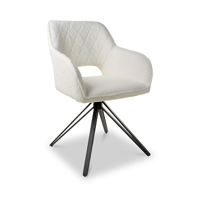 Drystan Swivel White Boucle Dining Chair