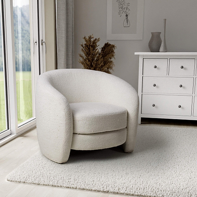 Kendry White Boucle Tub Chair
