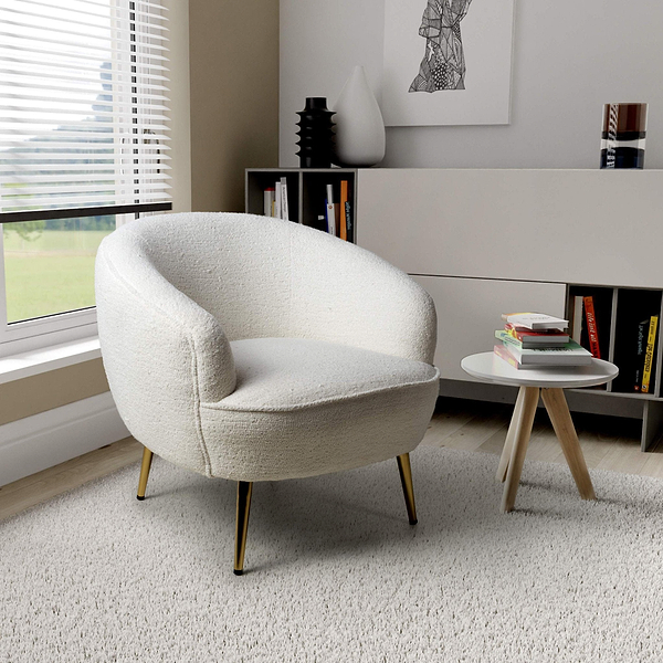 Elska White Boucle Tub Chair
