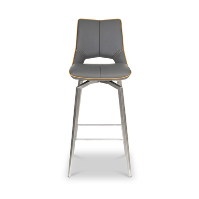 Ceri Self Returning Swivel Faux Leather Bar Stool