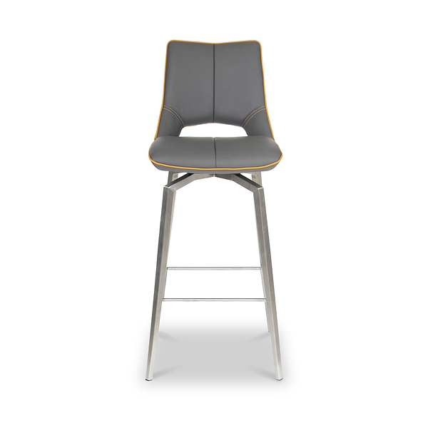 Ceri Self Returning Swivel Faux Leather Bar Stool