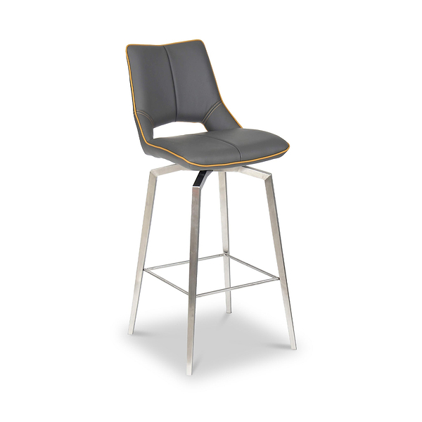 Ceri Self Returning Swivel Faux Leather Bar Stool