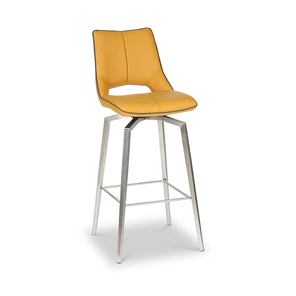 Ceri Self Returning Swivel Faux Leather Bar Stool