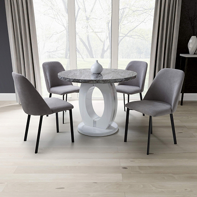 Pendeen 100cm Faux Marble Top Round Dining Table