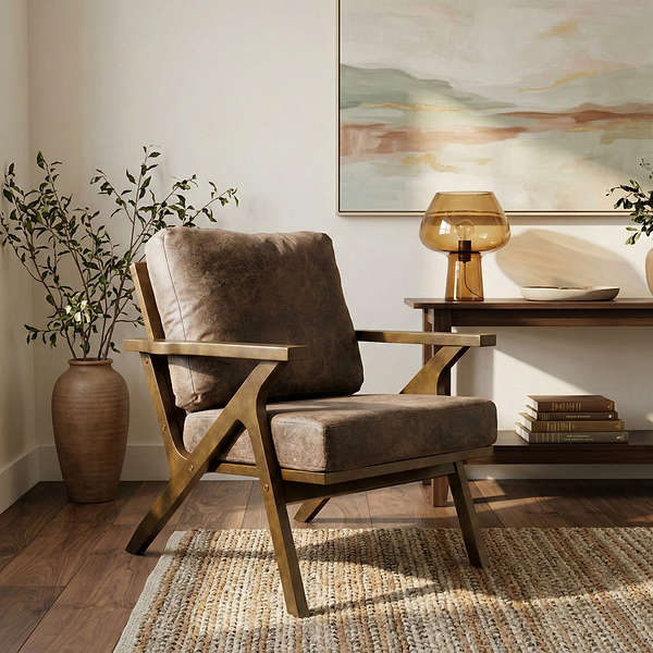 Duke Faux Suede Retro Accent Chair