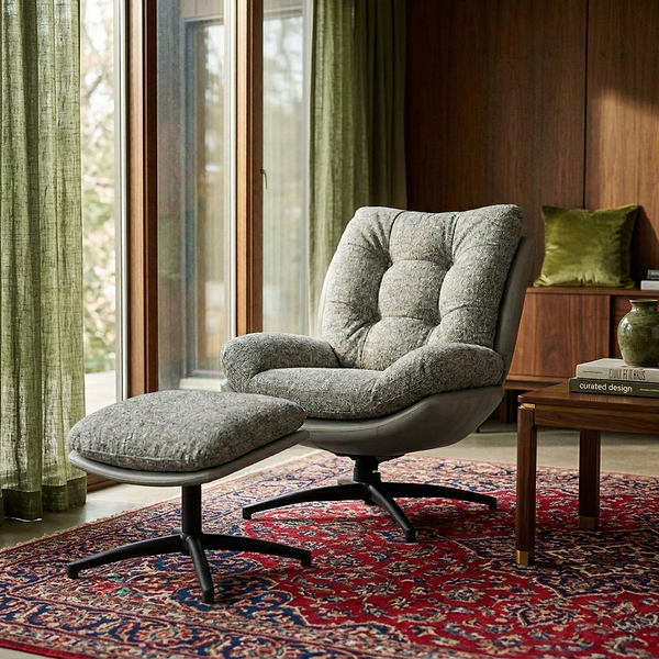 Kelso Lounge Accent Chair with Footstool