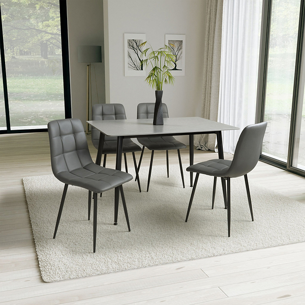 Gillan 120cm Ceramic Dining Table with 4 Dining Chairs