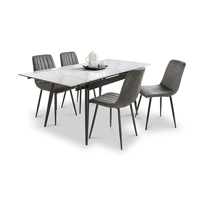 Redruth 120cm-180cm Ceramic Extending Dining Table with 4 Dining Chairs
