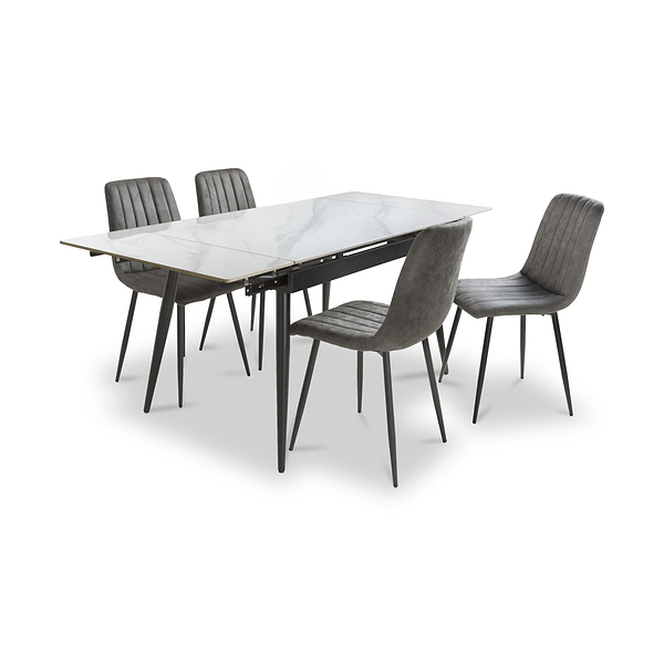 Redruth 120cm-180cm Ceramic Extending Dining Table with 4 Dining Chairs
