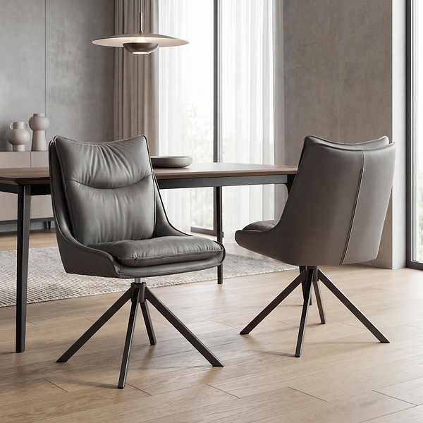 Sable Faux Leather Swivel Dining Chair