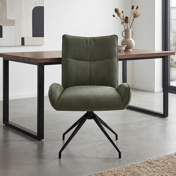 Madie Corduroy Swivel Dining Chair