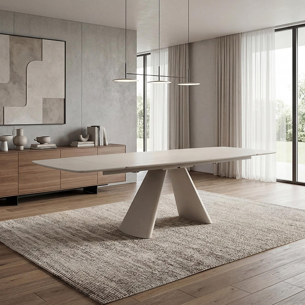 Corwen 160cm - 240cm Extending Travertine Dining Table