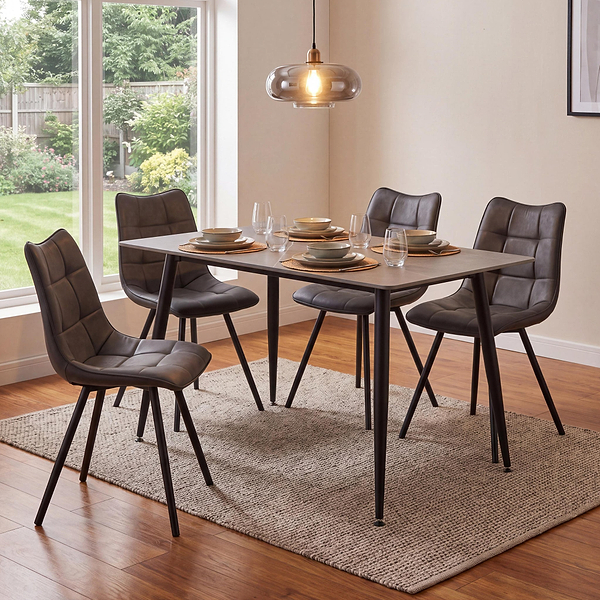Avaston 120cm Dining Table with 4 Zeno Dining Chairs