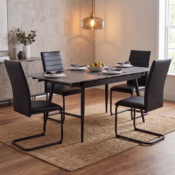 Avaston 120cm-180cm Extending Table with 4 Aeron Dining Chairs