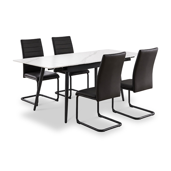 Avaston 120cm-180cm Extending Table with 4 Aeron Dining Chairs