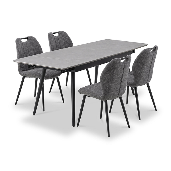 Avaston 120cm-180cm Extending Table with 4 Delvine Dining Chairs