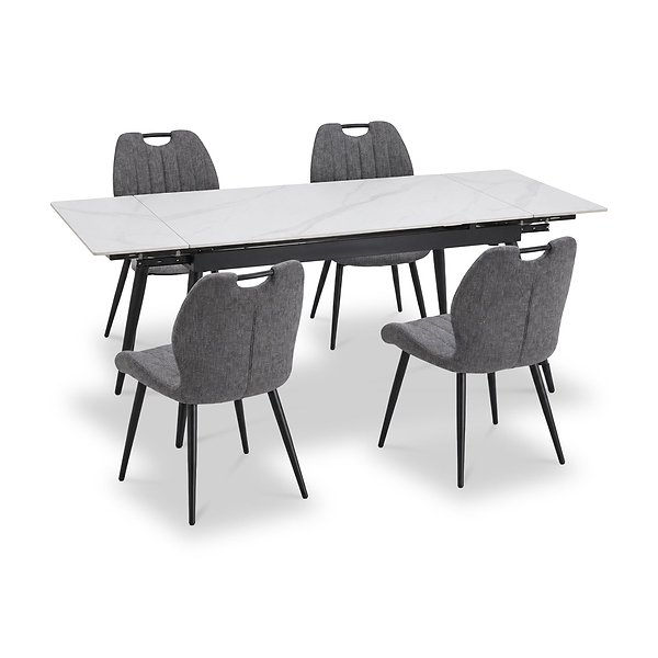 Avaston 120cm-180cm Extending Table with 4 Delvine Dining Chairs
