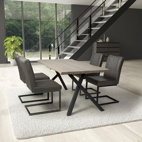 Kenwyn 160cm Curved Dining Table with 4 Branok Dining Chairs