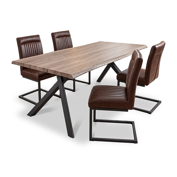 Kenwyn 160cm Curved Dining Table with 4 Valero Dining Chairs
