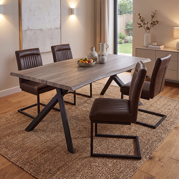 Kenwyn 160cm Curved Dining Table with 4 Valero Dining Chairs