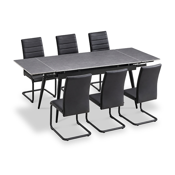 Avaston 120cm-180cm Extending Table with 6 Aeron Dining Chairs