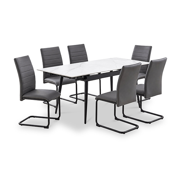 Avaston 120cm-180cm Extending Table with 6 Aeron Dining Chairs
