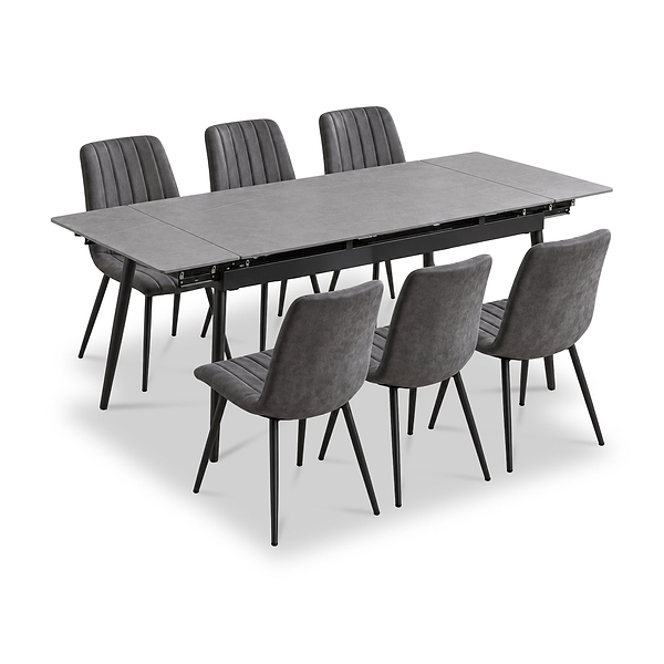 Avaston 120cm-180cm Extending Table with 6 Luna Dining Chairs