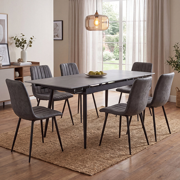 Avaston 120cm-180cm Extending Table with 6 Luna Dining Chairs