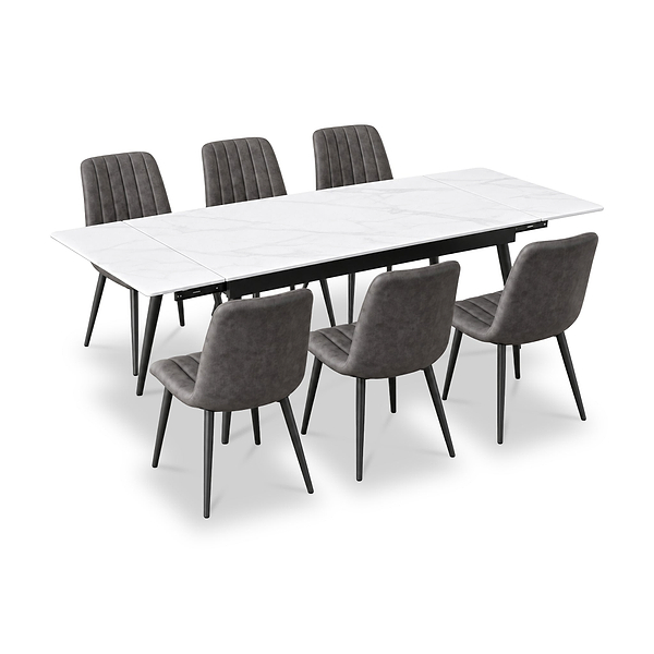 Avaston 120cm-180cm Extending Table with 6 Luna Dining Chairs