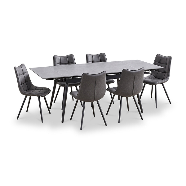 Avaston 120cm-180cm Extending Table with 6 Zeno Dining Chairs