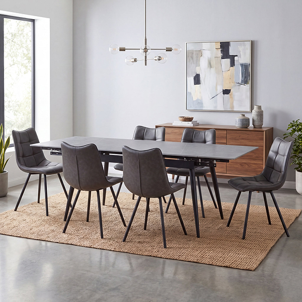 Avaston 120cm-180cm Extending Table with 6 Zeno Dining Chairs