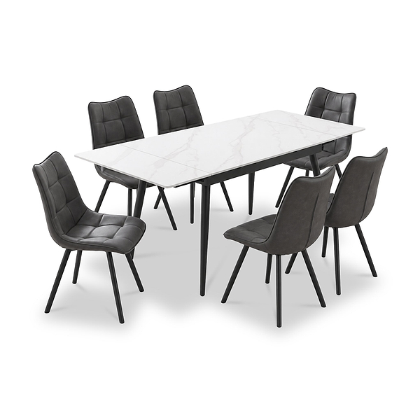 Avaston 120cm-180cm Extending Table with 6 Zeno Dining Chairs