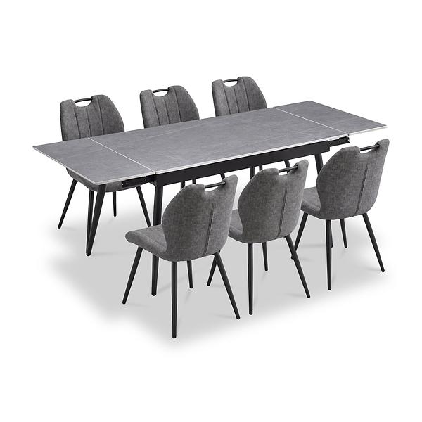 Avaston 120cm-180cm Extending Table with 6 Delvine Dining Chairs