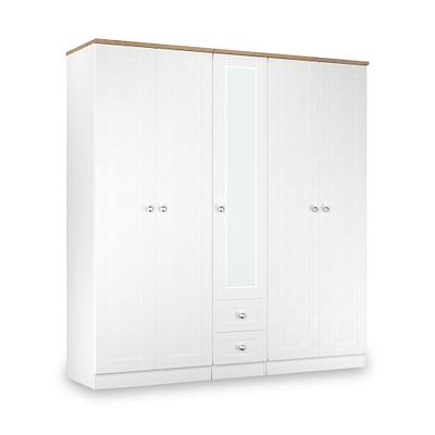 Marlowe 5 Door Mirrored Wardrobe With Drawers