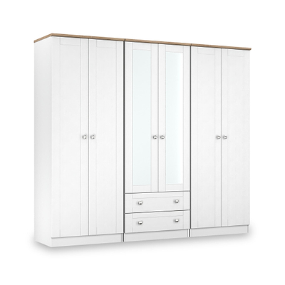 Marlowe 6 Door Mirrored Wardrobe With Drawers