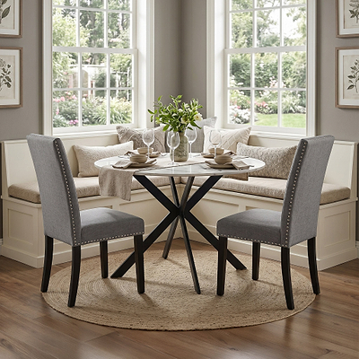 Alrik 120cm White Sintered Stone Round Dining Table