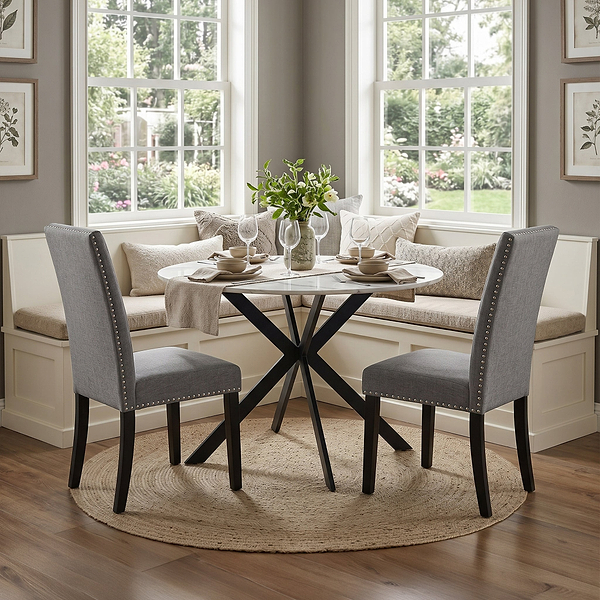 Alrik 120cm White Sintered Stone Round Dining Table