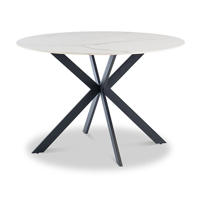 Alrik 120cm White Sintered Stone Round Dining Table