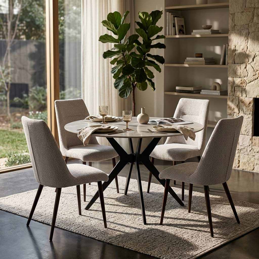 Chelsea Grey 110cm Sintered Stone Round Dining Table