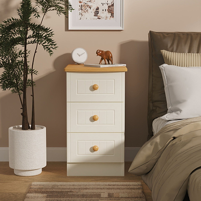Brixham Cream 3 Drawer Bedside