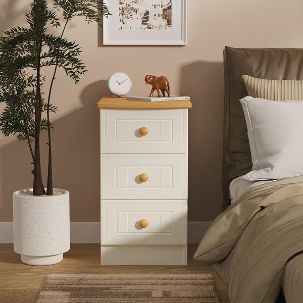 Brixham Cream 3 Drawer Bedside