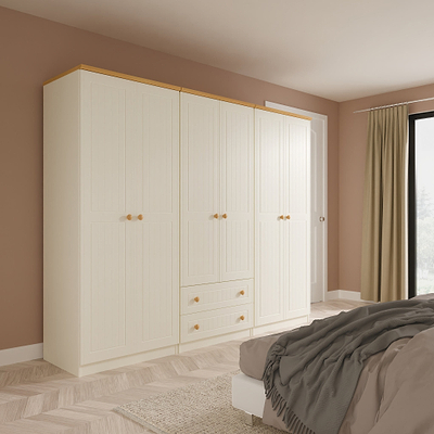 Brixham Cream 6 Door 2 Drawer Wardrobe