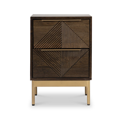 Beau Grooved Brown Mango Wood 2 Drawer Bedside