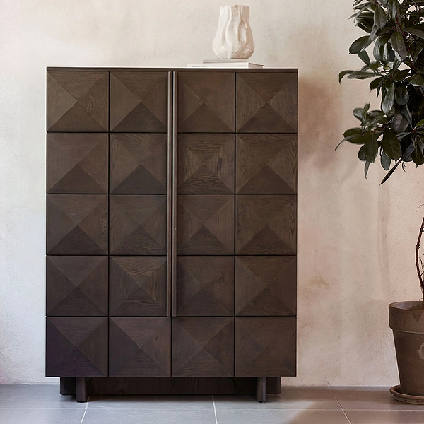 Roka Oak Geometric 2 Door Cabinet