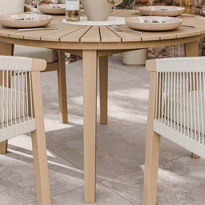 Roma FSC 4 Seater Round Sunray with Concrete Insert Dining Set with Roma Dining Chairs