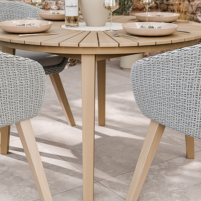 Roma FSC 4 Seater Round Sunray with Concrete Insert Dining Set with Sol Dining Chairs